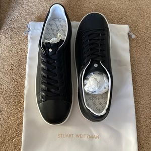 Stuart weitzman livvy leather sneaker in black size 9.5